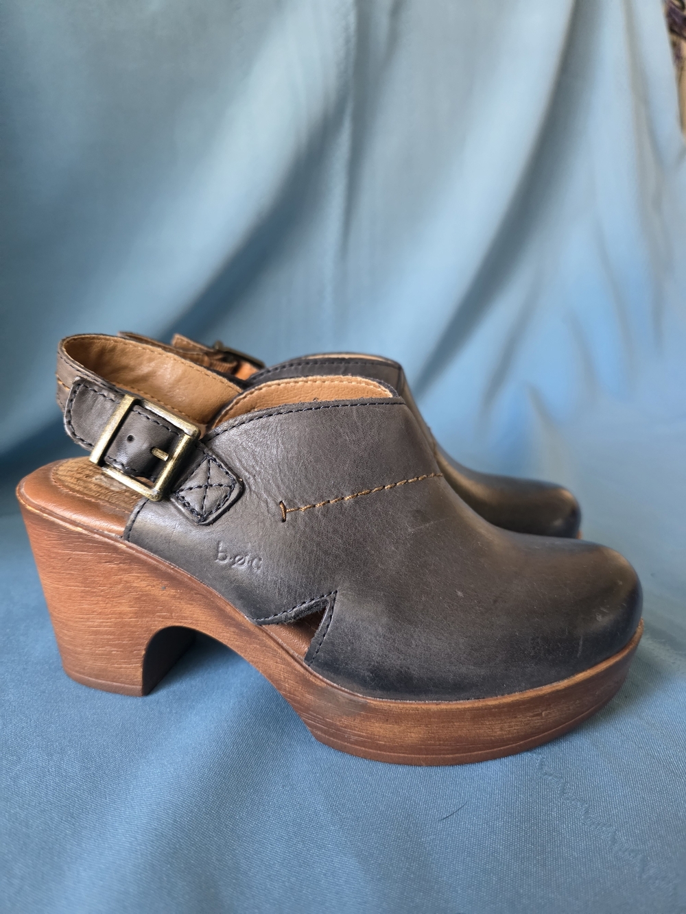 b.o.c. Cecila Leather Platform Slingback Clogs 6M